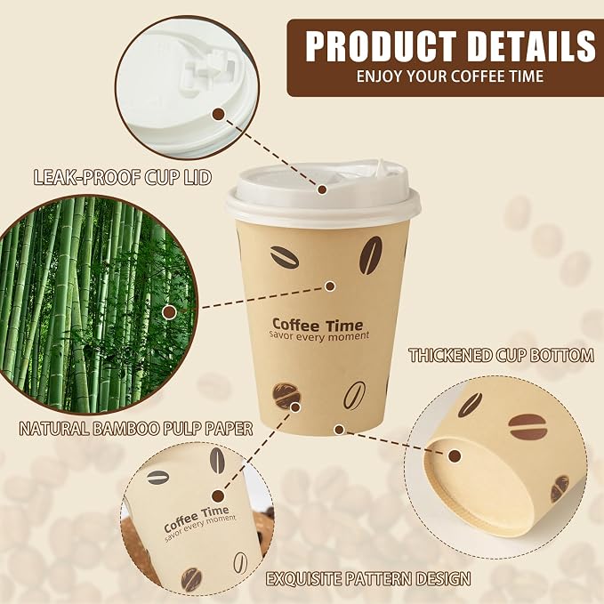 12 OZ 25 Pack Disposable Cups Paper Coffee Cups - Image 3