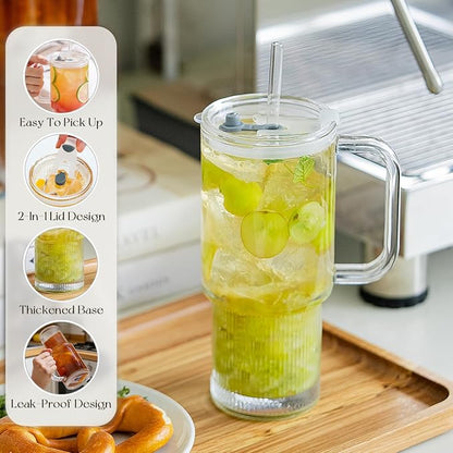 KEMORELA 24oz Ribbed Glass Tumbler - Image 4