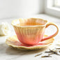 10 oz Tea Cups and Saucers, Flower-Shaped Ceramic Latte Art Cappuccino Cup and by Unknown