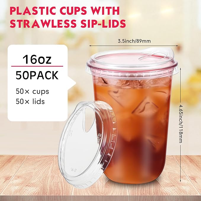 Baderke 50 Pcs Round Bottom Plastic Cups - Image 2