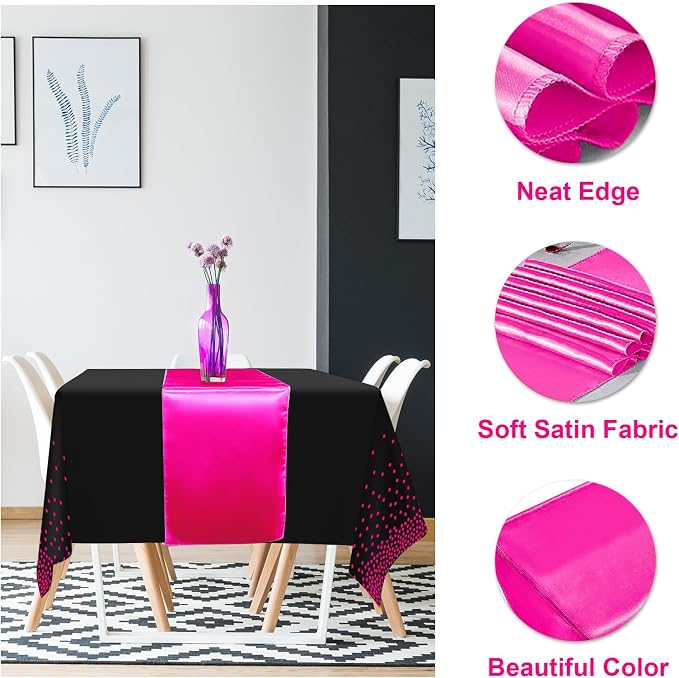 MASHAN 16Pack Disposable Plastic Party Tablecloths and Satin Table Runner Set - Image 3