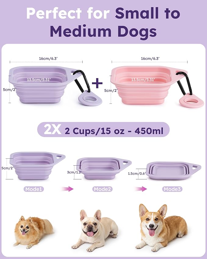 Pecute 2 Pack Foldable Dog Bowls - Image 9