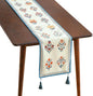 Designer French Linen Extra Long Table Runner, Floral Pattern, Dining Table by Isaennehomedecoration