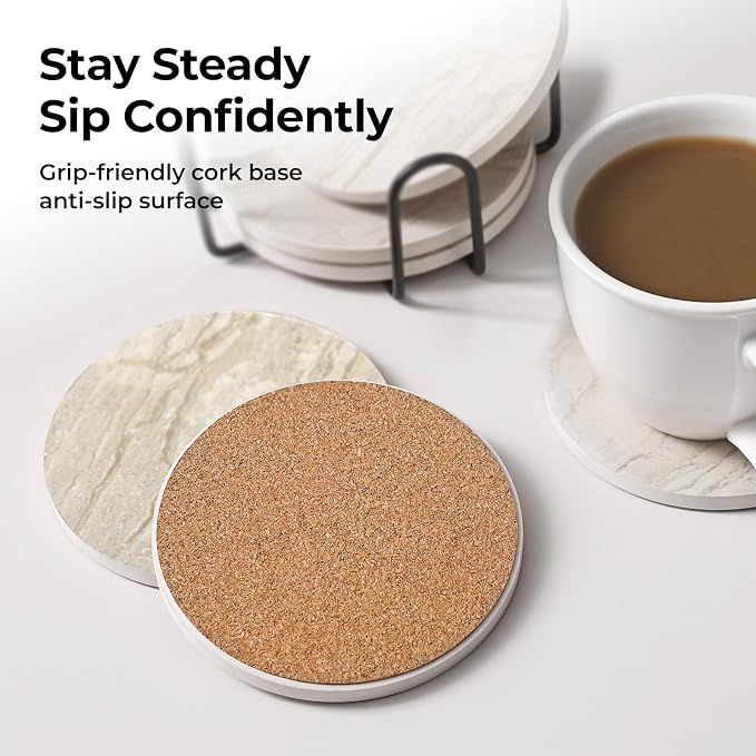 LIFVER Coasters for Coffee Table, Coasters for Drinks Absorbent, Drink Coasters - Image 4