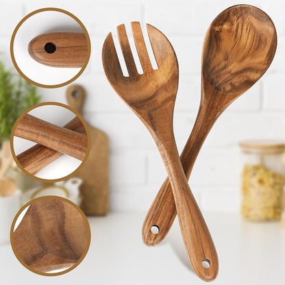 MYRAINBOW Salad Tongs, Wooden Spoons, Salad Tongs - Image 3