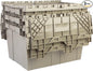 Hudson Exchange 21.9 x 15.2 x 12.8” (3 Pack) Storage Tote Distribution Container with Hinged Attached Lid, Gray/Brown