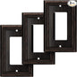 Henne Bery Sunken Pearls Heavy Duty Decorative Wall Plate Switch Plate Outlet Cover (Single Decorator, 3 Pack, Aged Bronze)
