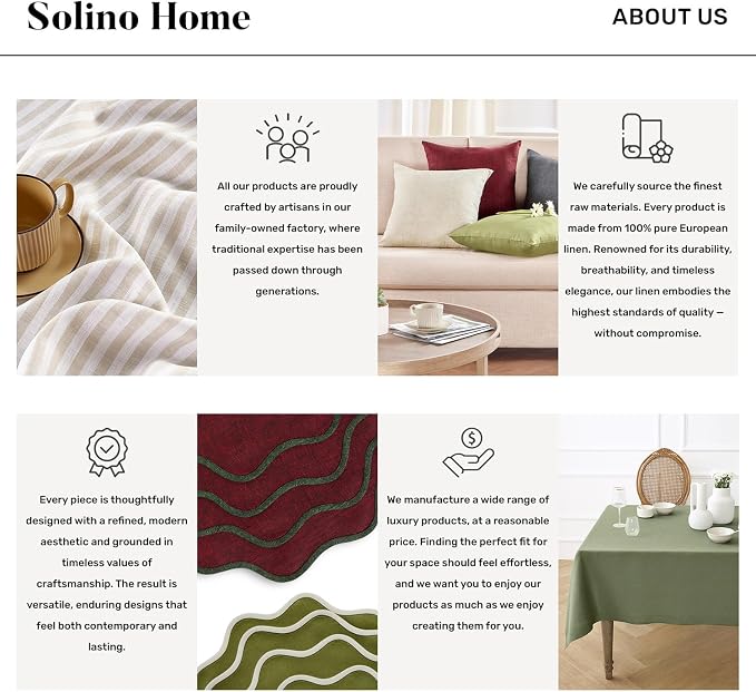Solino Home 100% Pure Linen Table Runner, 14 x 132 in, French Stripe | Table - Image 9