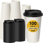 RACETOP Coffee Cups with Lids 16 oz, 100 Pack Disposable To Go Cups | Thickened by RACETOP