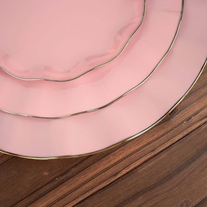 Efavormart 11" Dinner Plates – Set of 10 Plastic Dusty Rose Round Disposable - Image 9