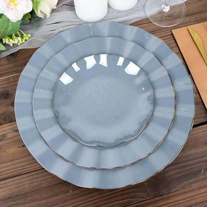 Efavormart 10 Pack | Dusty Blue 6" Round Plastic Dessert Salad Plates, - Image 6