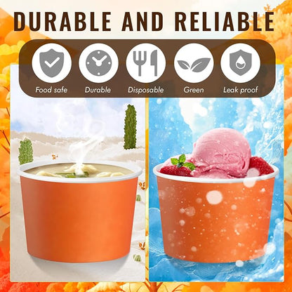 Jingmore Paper Ice Cream Cups 9oz Colored Disposable Dessert Bowls - Image 5