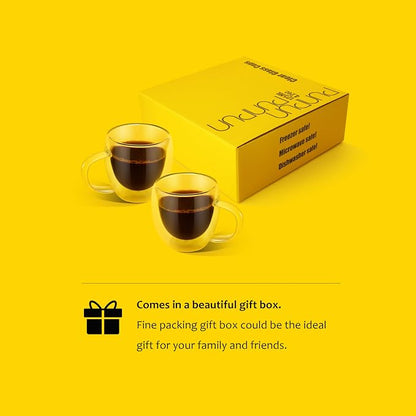 PunPun 8.5oz/250ml Espresso Cups, Double Wall Insulated Glass Cups - Image 5