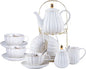 Jusalpha Porcelain Tea Set- 8 OZ Coffee/Teacup, Cup Holder, Serve of 6- by Jusalpha