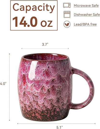 Roseate Nebula Ceramic Coffee Mug - 14 oz Unique Reactive Glaze Coffee Cup - Image 8