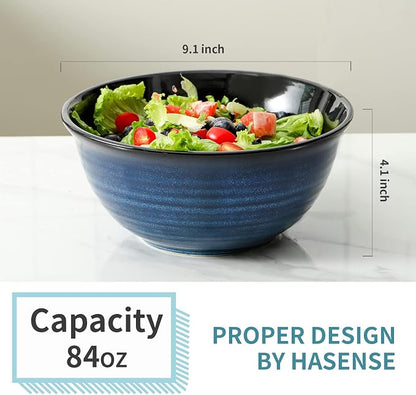 HASENSE Large Serving Bowls, 9 Inch Ceramic Salad Bowls, 84 oz Serving Dishes - Image 2