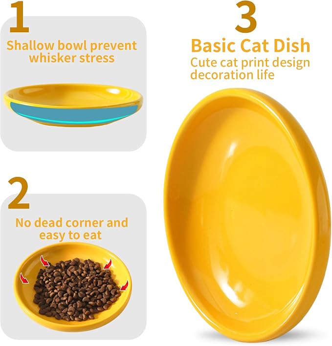 3 PCS Ceramic Cat Bowls, 5.5 in Pet Food Bowl Cat Dishes - Image 3