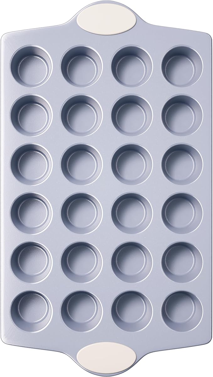 BRONYPRO 24-Cup Ceramic Nonstick Mini Muffin Pan & Cupcake Tin, Cream White | by Bronypro