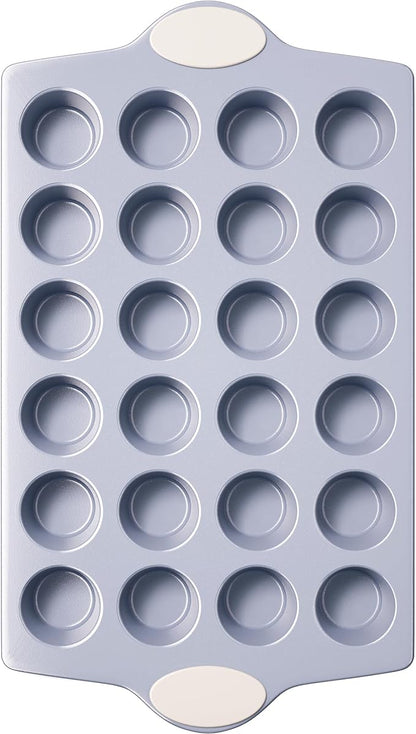 BRONYPRO 24-Cup Ceramic Nonstick Mini Muffin Pan & Cupcake Tin, Cream White | by Bronypro