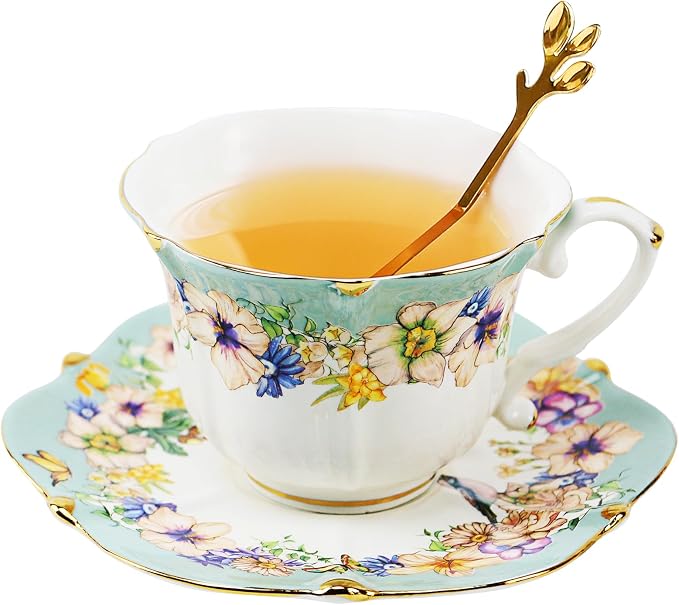 Country Roses Porcelain Tea Cup and Saucer Set - Image 2