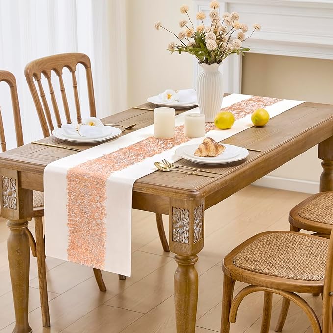 Metallic Style Rose Gold Table Runner, Table Runners 60 Inches Long | Cotton - Image 2