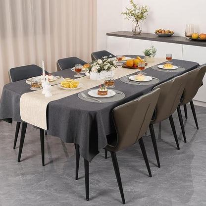 Myir JUN Reversible Vinyl Round Placemats Set of 4, Faux Leather Place Mats Dual Sided Waterproof Wipeable, Heat-Resistant Table Mats for Kitchen Dining Indoor Outdoor (14", Light Gray Cream-White)
