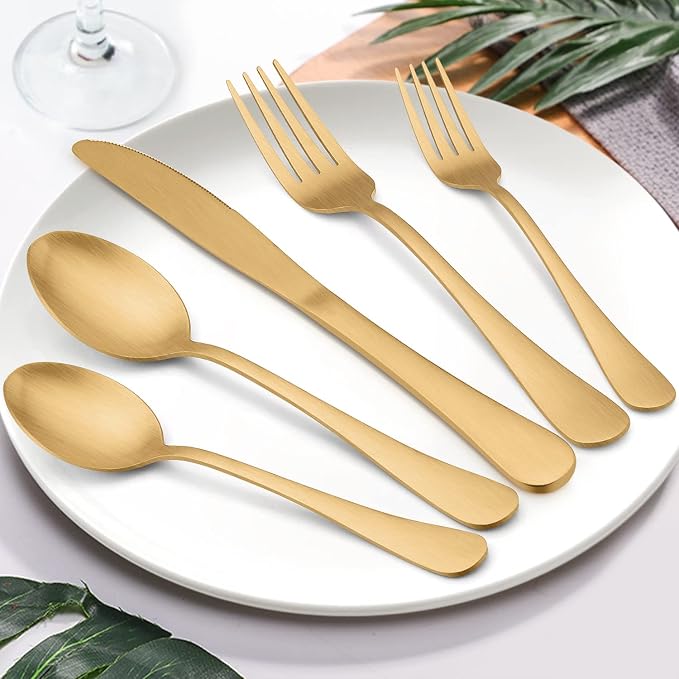 LIANYU 30 Piece Gold Silverware Set, Stainless Steel Gold Cutlery Set - Image 6