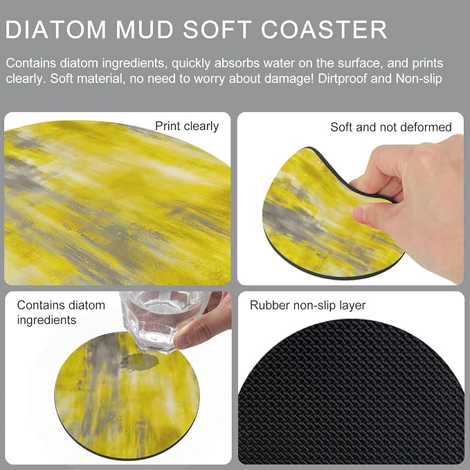 Vintage Yellow Coasters Set of 2, Absorbent Coasters - Image 9