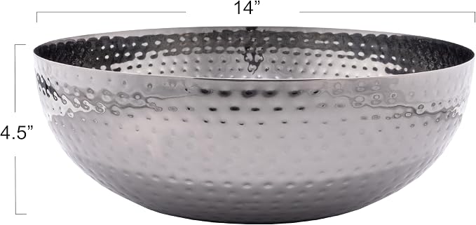 Round Hammered Metal Bowl, Oxidized Silver - Image 2