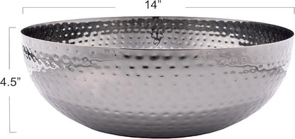 Round Hammered Metal Bowl, Oxidized Silver - Image 2