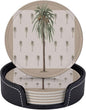 6 Pcs Tropical Plants in Summer Beach Palm Tree Leather Coasters by Jfniub