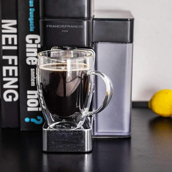 Espresso Cups Set Of 2 12 Oz, Double Walled Glass Coffee Mugs - Image 6