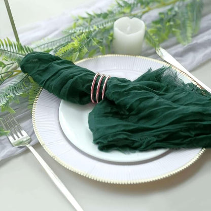 Efavormart 5 Pack 24"x19" Hunter Emerald Green Matte Gauze Cheesecloth Napkins - Image 6