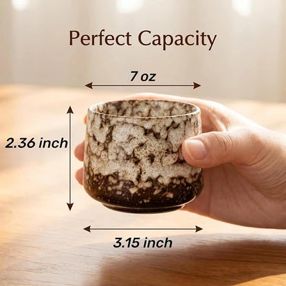 Japanese Tea Cups Set of 4pcs, 7oz/205ml Elegant Ceramic Matcha Cups - Image 3