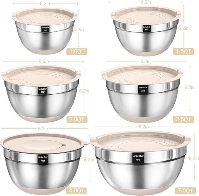 Mixing Bowls with Airtight Lids Set, Non-Slip Bottoms & Kitchen Gadgets Set - Image 2