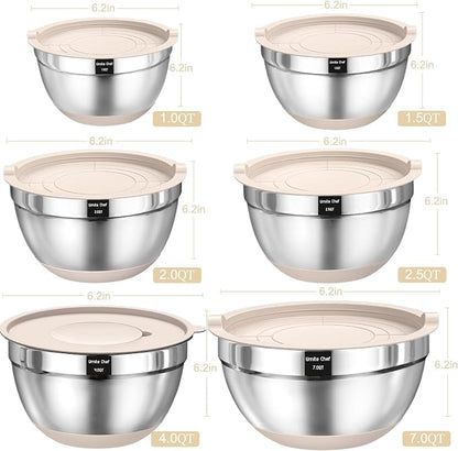 Mixing Bowls with Airtight Lids Set, Non-Slip Bottoms & Kitchen Gadgets Set - Image 2