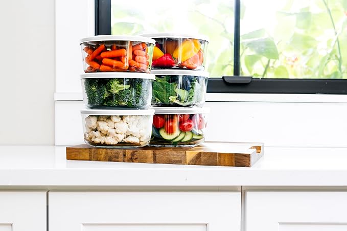 12-Piece Glass Food Storage Containers Set | 4-Cup, Leakproof | Microwave - Image 3