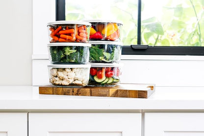 12-Piece Glass Food Storage Containers Set | 4-Cup, Leakproof | Microwave - Image 3