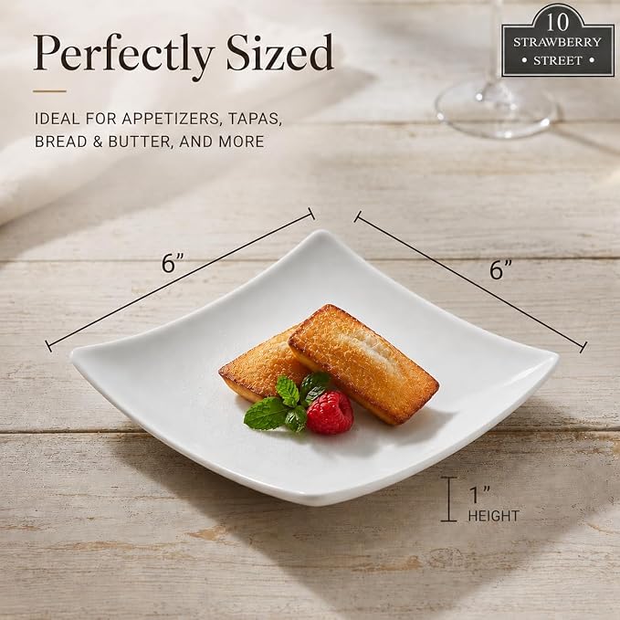 10 Strawberry Street 6" Catering Square Coupe Appetizer Plate - Image 4