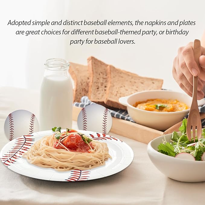 50pcs Baseball Plates and Napkins Party Supplies, 7Inch | Baseball Themed - Image 5