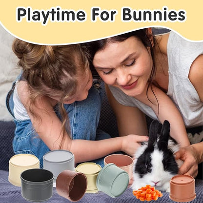 8 Pcs Stacking Cups for Rabbits, Colorful Bunny Toys for Rabbits and Small - Image 4