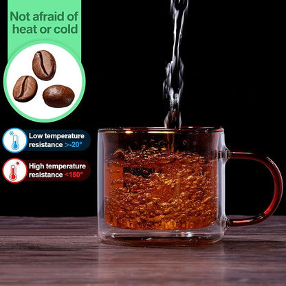 Domensi 4 Pcs Double Wall Coffee Mugs 10 Ounce Milk Glass Mugs - Image 4