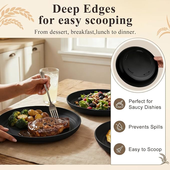Dinner Plates Set 11 Inch, Unbreakable Wheat Straw Plates 8 PCS, Alternatives - Image 5