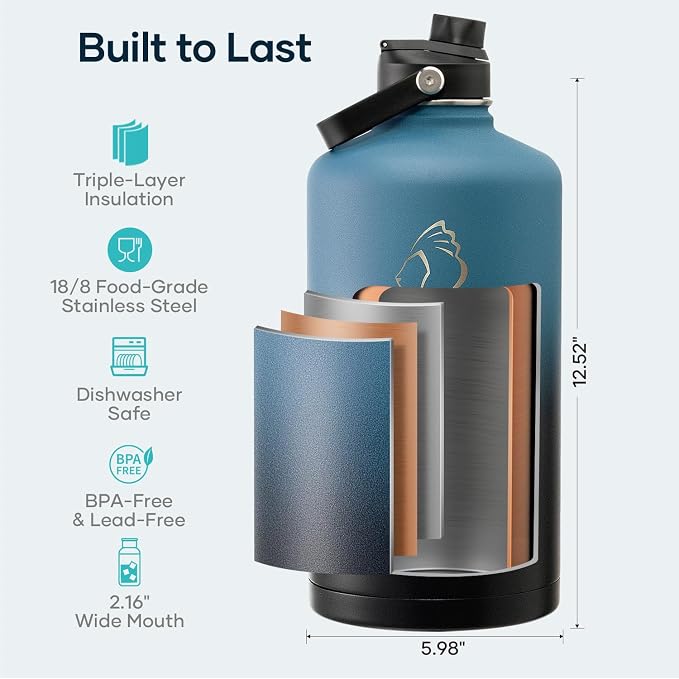 BUZIO 1 Gallon Water Bottle Insulated - Image 5