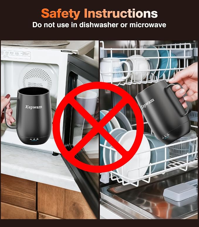 Kepwam Heated Coffee Mug T2-Plus, 20oz Large Capacity Longer Battery Life | - Image 7