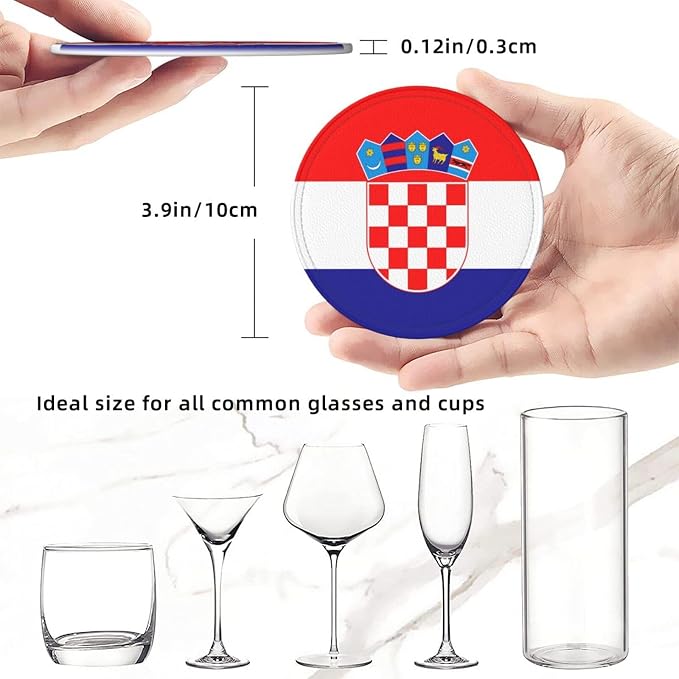 6 Pack Croatian Flag Leather Coaster - Image 4