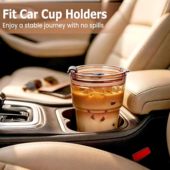 TUZAZO 13 Oz Amber Glass Coffee Tumblers - Image 5