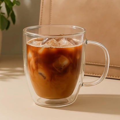 Lucco Double Walled Glass Coffee Mugs - 12 oz Borosilicate Cups - Image 4