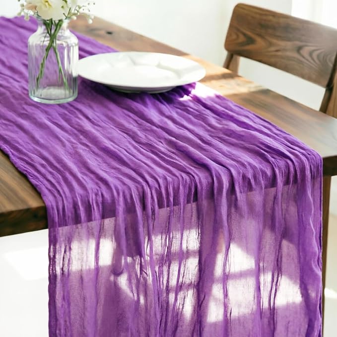 Purple Cheesecloth Table Runner 160 Inches 14 Ft Gauze Table Runner | Summer by LINXTAR