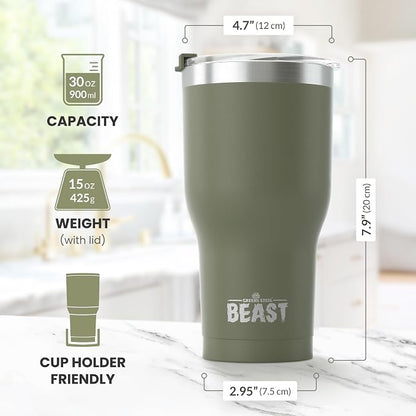 Beast 30 oz Tumbler Stainless Steel Vacuum Insulated Coffee Ice Cup Double Wall - Image 7